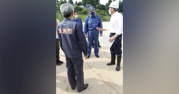 石川知事、大雨には「早め対応」　地震被災地を視察