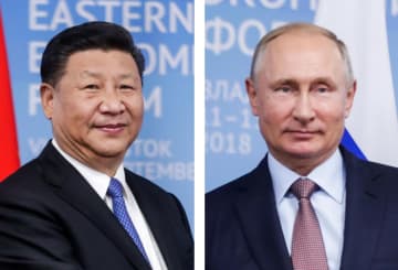 中国とロシア、結束を演出　BRICSで制裁批判