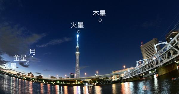夜明け前の空に太陽系の惑星勢ぞろい　東京都心でも観察