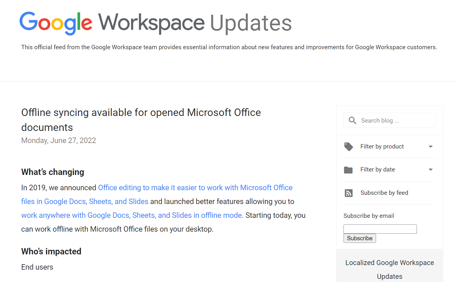 Google WorkspaceでMicrosoft Officeファイルのオフライン編集が可能に