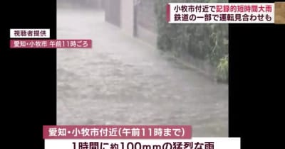 東海地方で局地的大雨　愛知県で1時間に約100mmの猛烈な雨　気象庁が記録的短時間大雨情報を発表