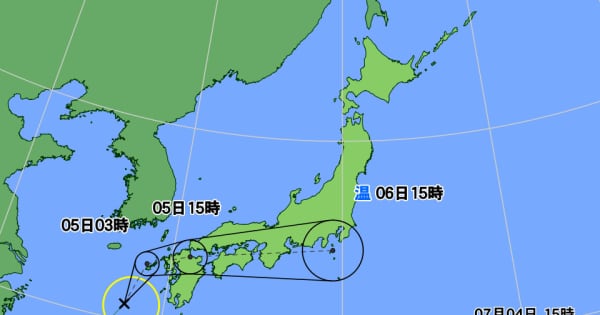 台風4号　九州に接近、上陸のおそれ