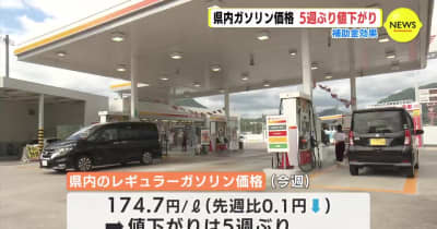 広島県 ガソリン価格　５週ぶり値下がり　補助金効果