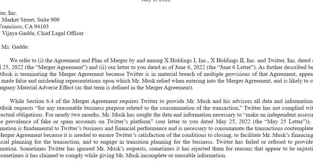 イーロン・マスク氏、Twitter買収取りやめ通知　Twitterは提訴の構え