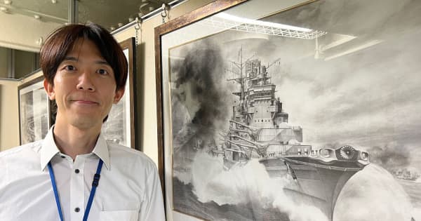 横須賀「三笠」で鉛筆画展　旧日本海軍の戦艦や世界の軍艦繊細に表現