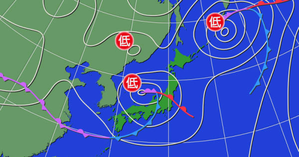 東日本～東北を中心とした雨