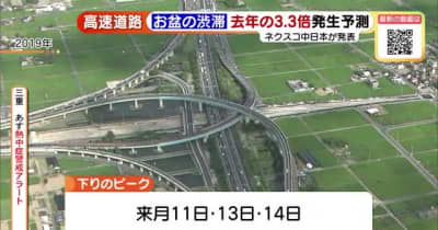 お盆休みの“高速道路の渋滞” 　去年に比べ約3.3倍と予測　ネクスコ中日本