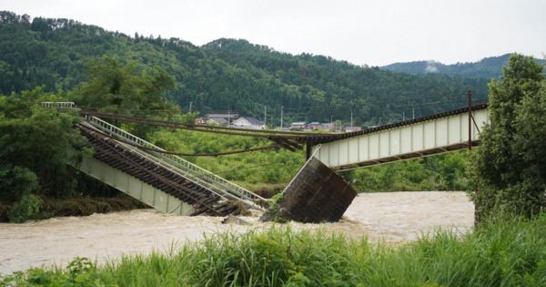 鉄橋崩落、大雨で増水　JR磐越西線運転見合わせ　福島・喜多方