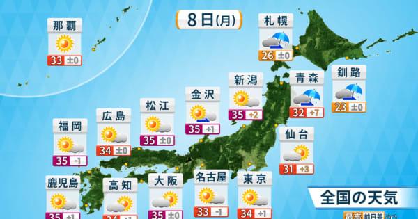 北日本 きょうから大雨注意 東・西日本 暑さ対策万全に