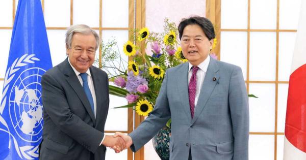 林外相、国連事務総長と会談、中国ミサイル「平和と安定に深刻な影響」