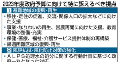 処理水「政府一丸で」　23年度予算要求、福島県が重点5項目決定