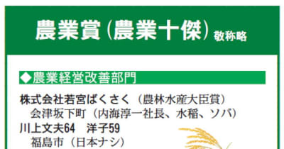 「若宮ばくさく」に農水大臣賞　福島県農業賞決まる　9月2日に表彰式