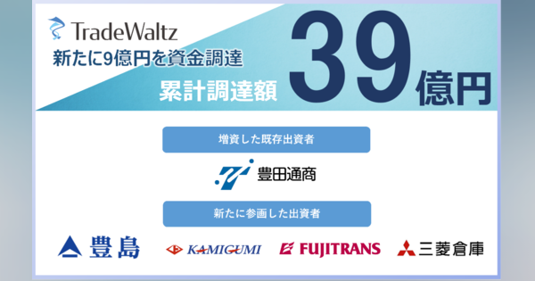 貿易DXに取り組む「トレードワルツ」、豊田通商・三菱倉庫ら5社から9億円の資金調達を実施