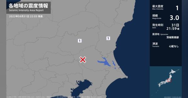 茨城県、栃木県で最大震度1の地震