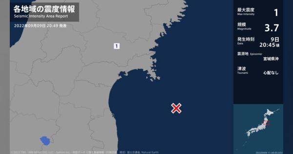 宮城県で最大震度1の地震
