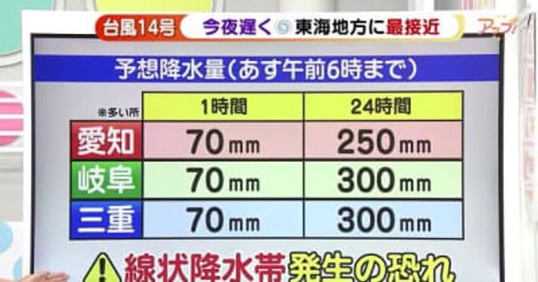 台風14号　東海3県への影響　気象予報士が解説（19日午後4時現在）