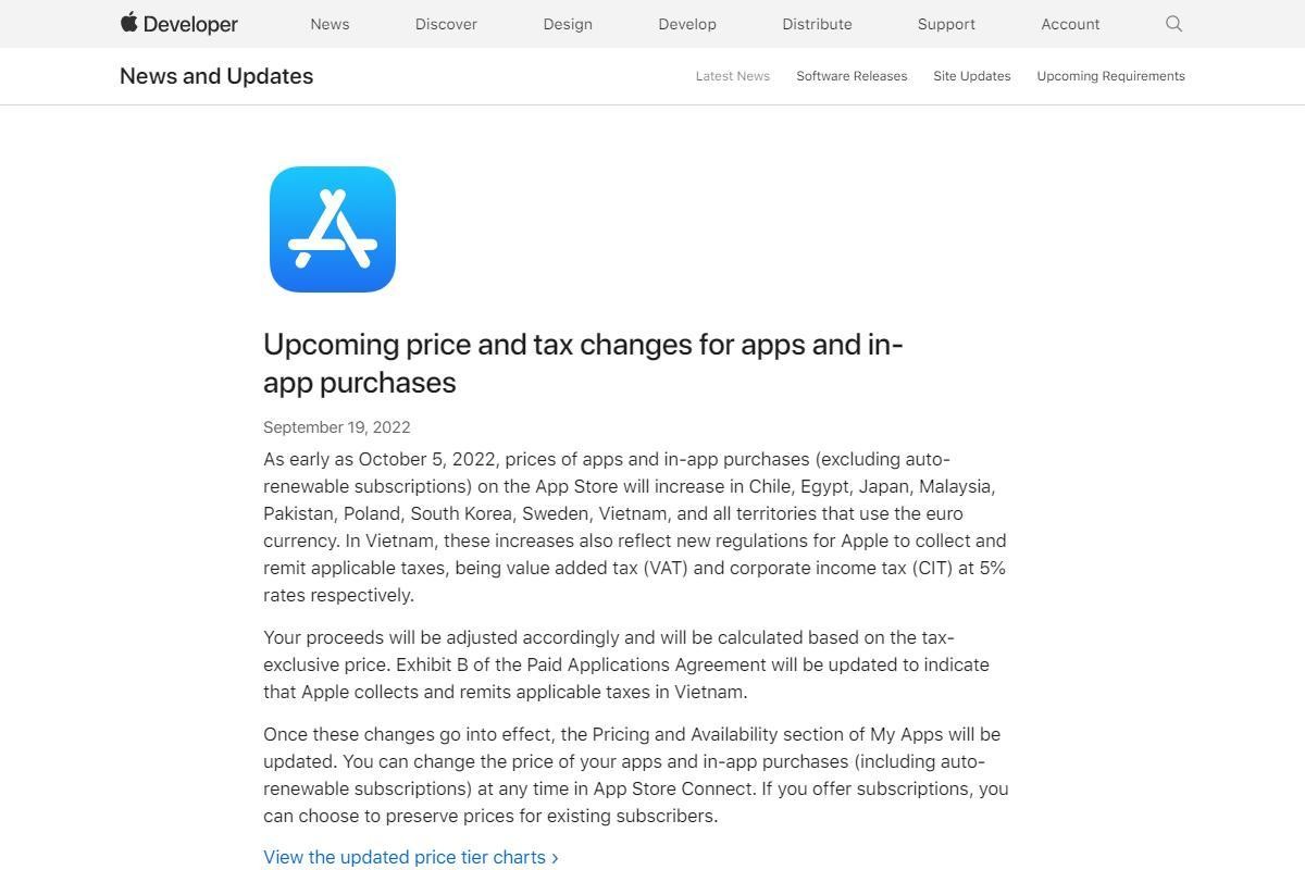 Apple、App Storeのアプリとアプリ内課金を値上げ