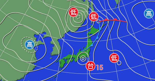 台風15号　東海～関東の沿岸部を東進