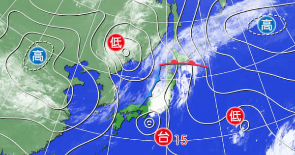 台風接近　北日本でも大雨か