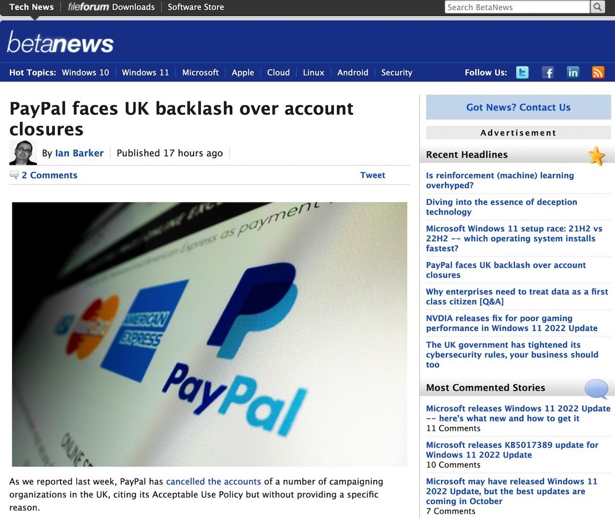 PayPalが英国で政治的な活動に関わるアカウント閉鎖、抗議運動に発展