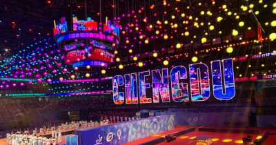 世界卓球開会式、ロックダウン明けの中国ファンが集結　照明＆爆音BGMでド派手な演出