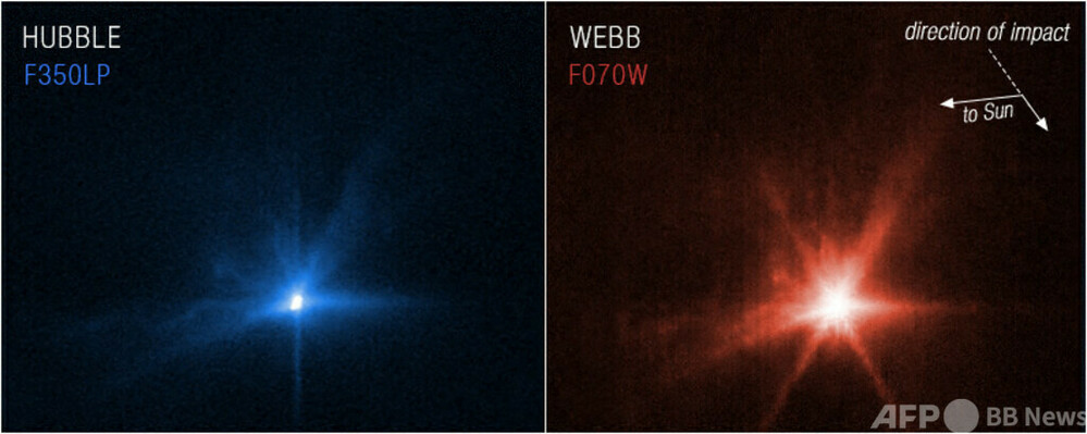 小惑星衝突実験、ウェッブとハッブル両望遠鏡が撮影