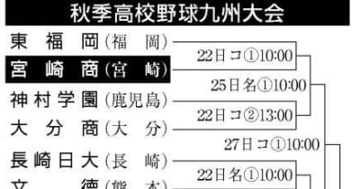 宮商 東福岡と初戦　高鍋は明豊　22日開幕九州高校野球