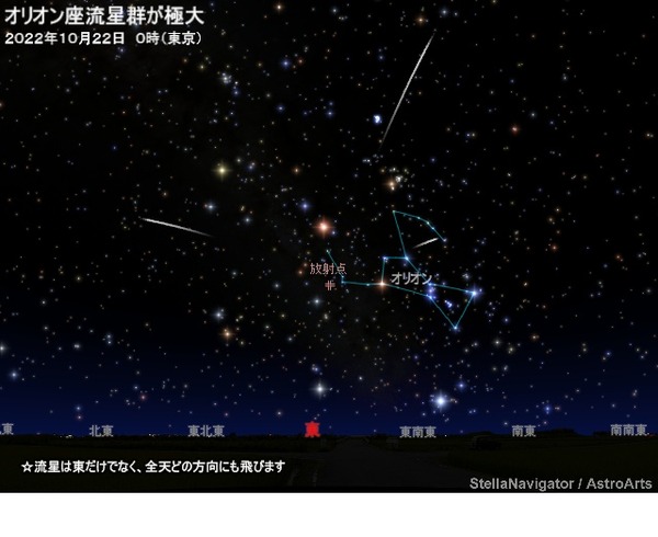 オリオン座流星群10/22極大未明から明け方が見ごろ