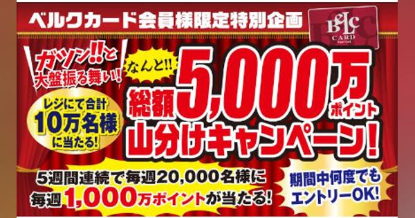 スーパー・ベルク、5週連続　「総額5,000万ポイント山分け」キャンペーン