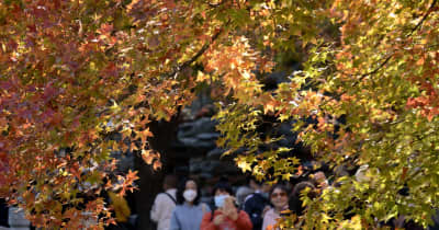 紅葉狩り客でにぎわう香山公園　北京市