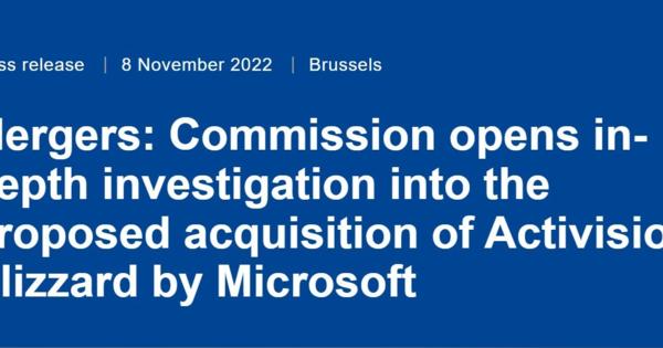 MicrosoftのActivision Blizzard買収について、欧州委員会が調査開始