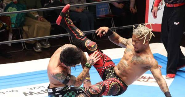 新日本SJTL　元WWEラッシュが超速殺法披露も王者アキラ＆TJPに逆転負け