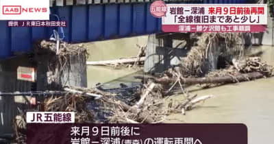 ＪＲ五能線岩館～深浦間は１２月９日ごろ運転再開の見通し　８月の秋田県内大雨で被害　復旧工事進む