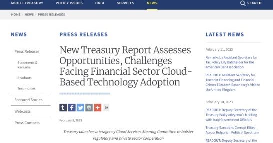 米国財務省、金融機関のクラウド採用に関するレポートを初公開　透明性の欠如、少数の事業者への集中など課題を指摘