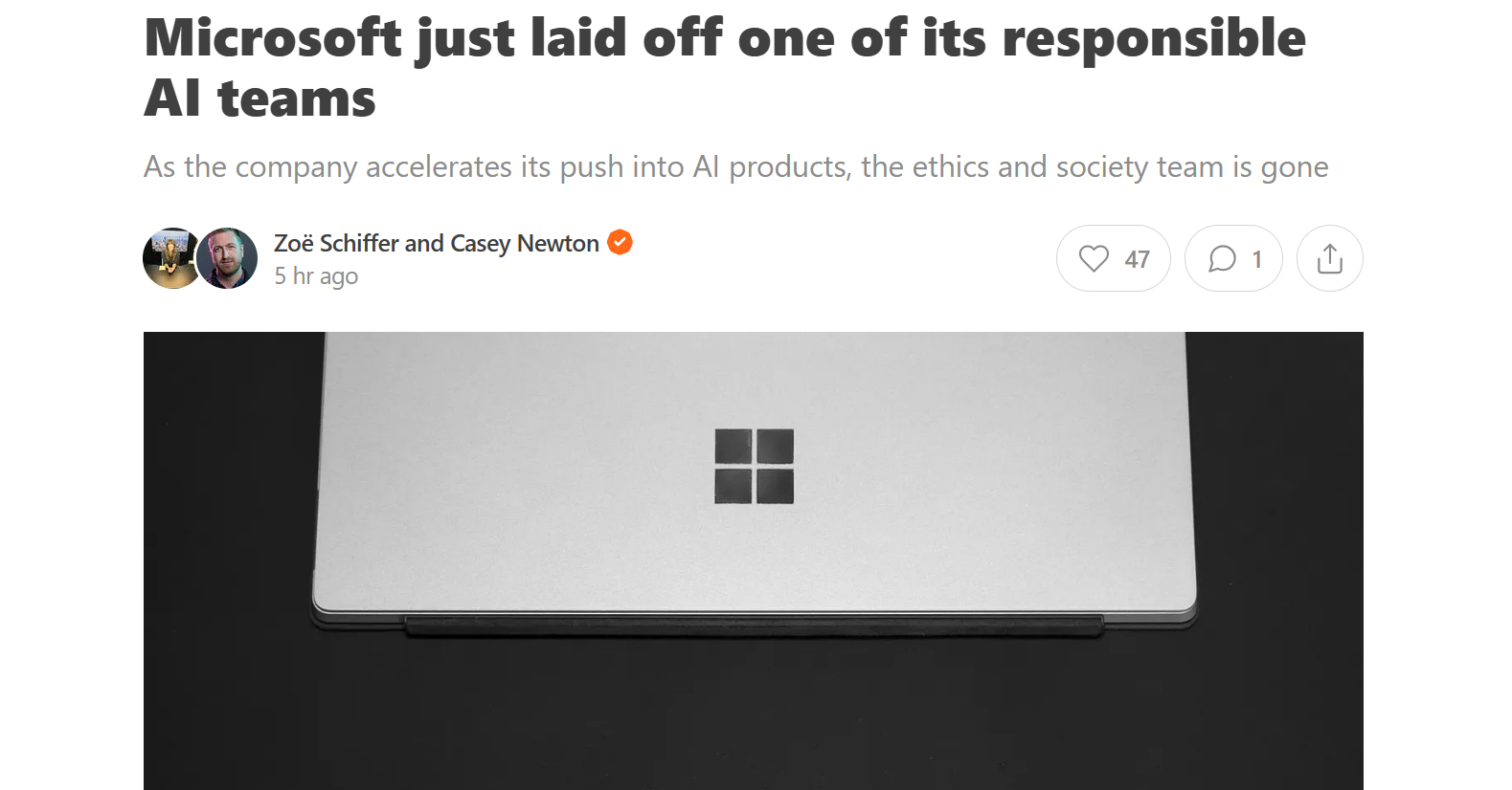 Microsoft、「責任あるAIオフィス」解散か──Platformer報道