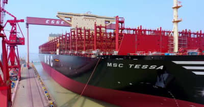 滬東中華造船、世界最大級のコンテナ船を引き渡し