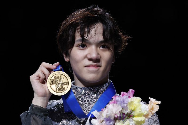 フィギュア＝宇野が日本男子初の連覇、世界選手権