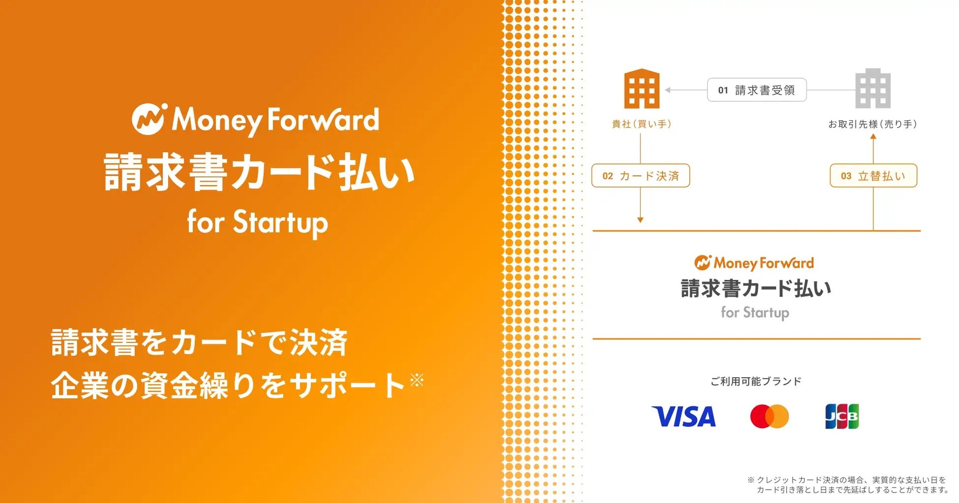 マネーフォワードケッサイ、資金繰りを改善するBPSP「マネーフォワード 請求書カード払い for Startup」提供開始