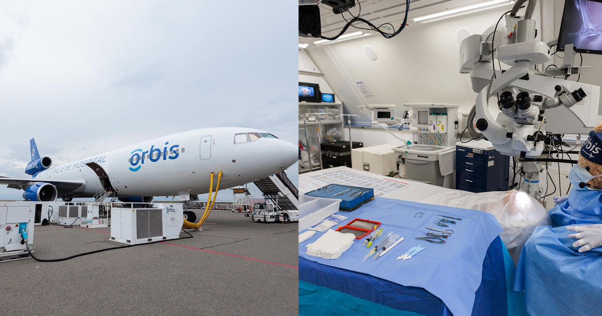 「オメガ」が支援する「空飛ぶ眼科病院」が関空に上陸　手術室備えた機内を公開
