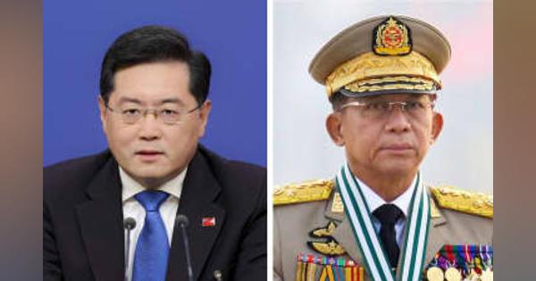 中国外相、ミャンマー訪問　軍事政権トップと初会談
