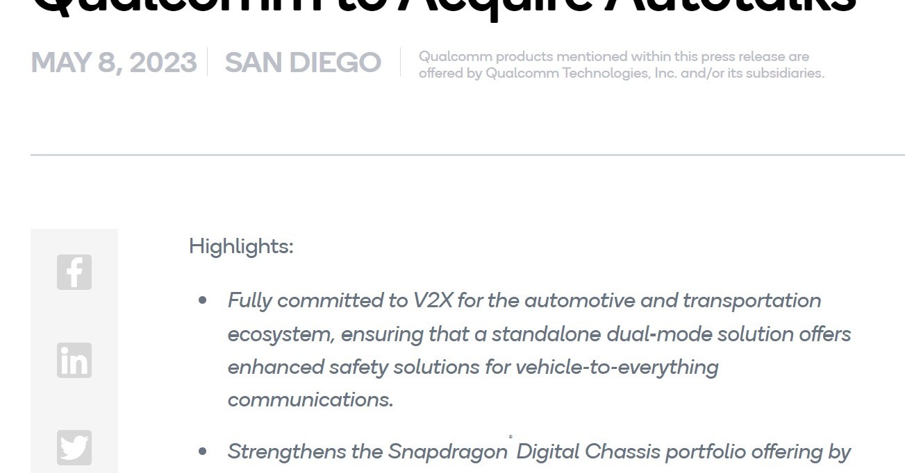 Qualcomm、自動車向けチップのAutotalksを買収　「Snapdragon Digital Chassis」に統合へ