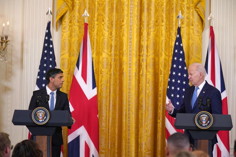 米英首脳、経済関係深化で合意　ＡＩやクリーンエネルギー巡り