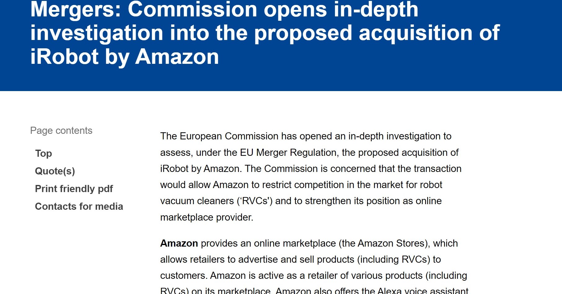 欧州委員会、AmazonによるiRobot買収の調査を開始