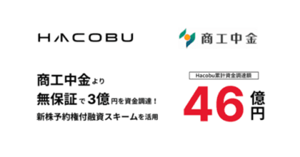 Hacobu／商工中金から3億円を資金調達、新アプリ開発等へ投資