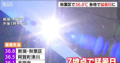 新潟県内19日も各地で猛暑日に　魚沼市では1時間に68ミリの雨