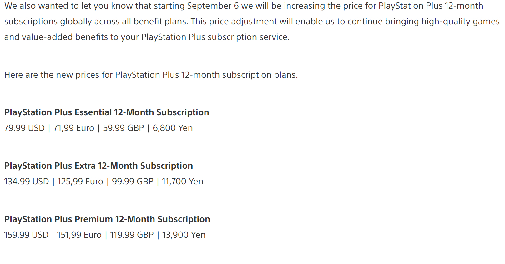PlayStation Plusのサブスク料金、日本を含む世界で9月から値上げ