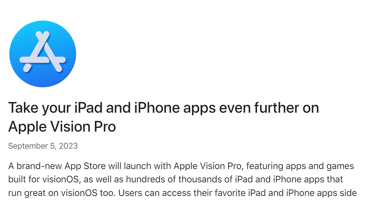 Apple、ヘッドセットOSにアプリストア追加　ほとんどのiOS／iPad向けアプリがそのまま利用可能に