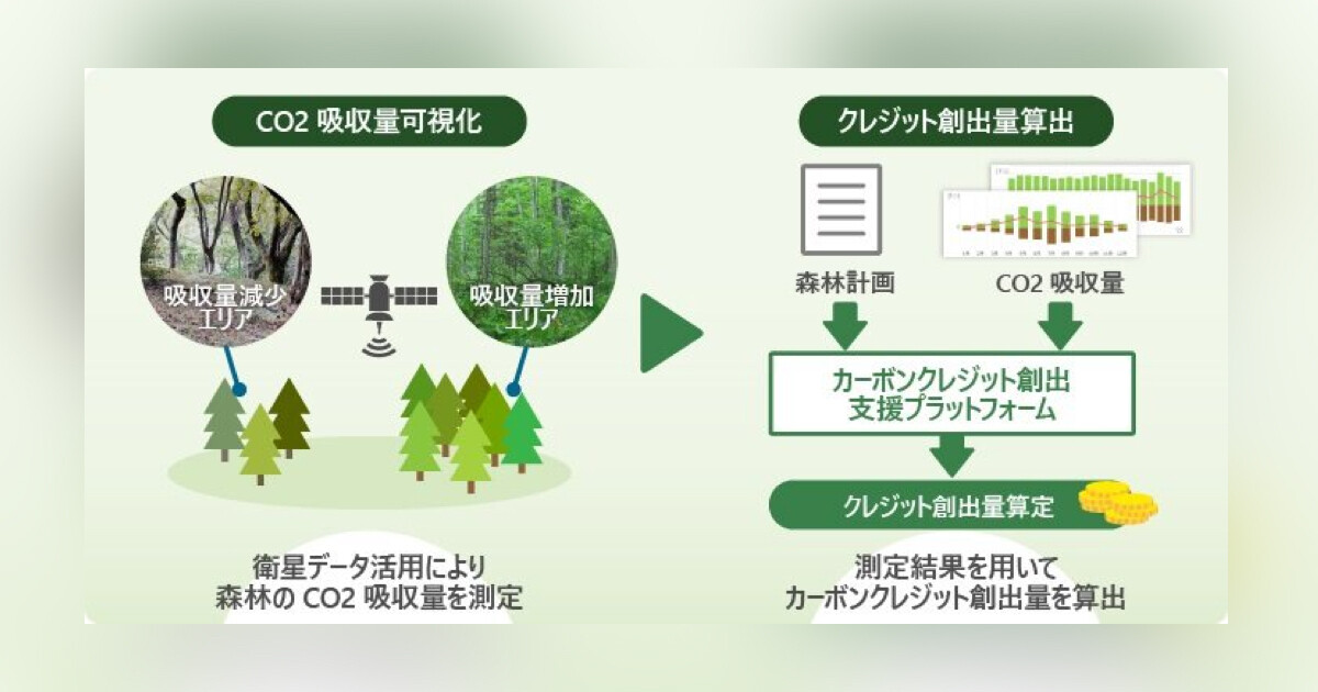 日立系、森林のCO2吸収量を可視化しカーボンクレジット創出量を算出する実証実験