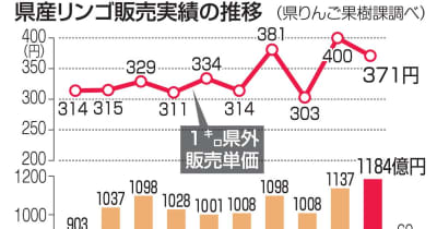 青森県産リンゴ販売額、過去最高1184億円　大玉傾向で数量増、輸出好調で価格高