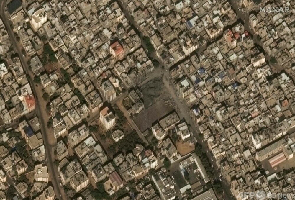 破壊されたガザ、衛星画像公開 イスラエル側の死者1200人超に